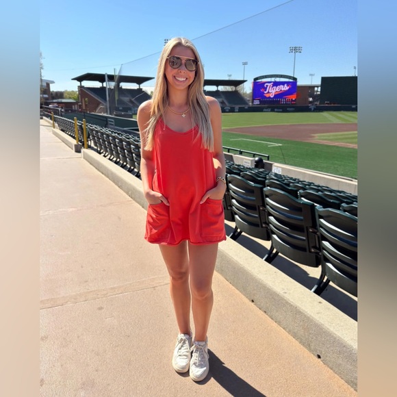 Free People Hot Shot Mini Dress in Scarlett Orange S - Picture 6 of 7